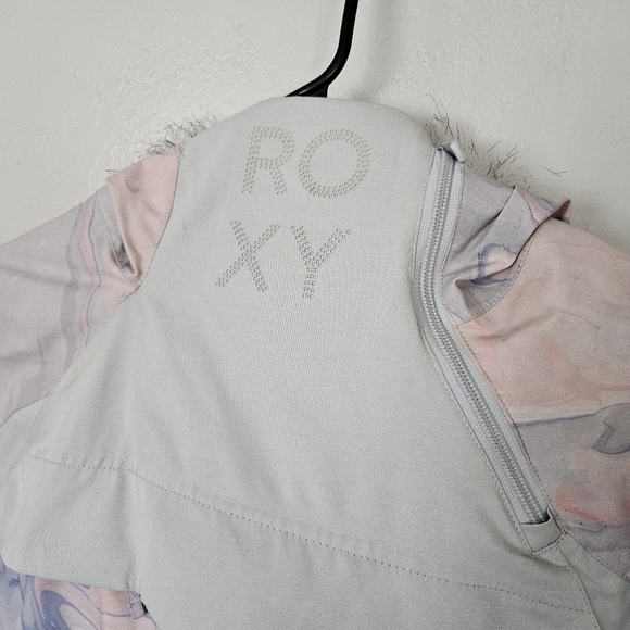 Roxy Chloe Kim Women's Large Pink Blue Pastel Marble Patterned Coat Skiing Snow - Picture 3 of 12